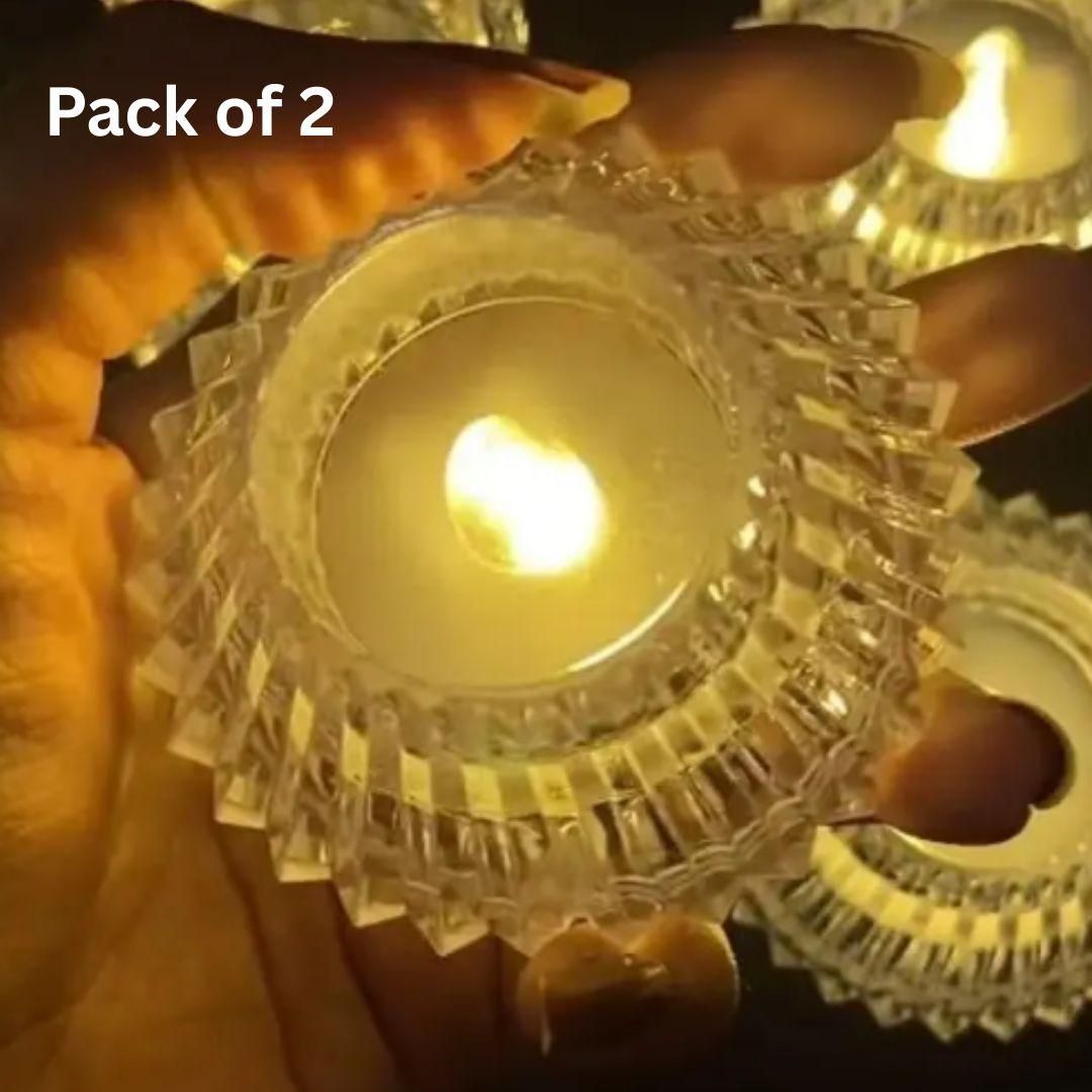 Decorative Led Crystal Diamond Candle (Pack of 2)